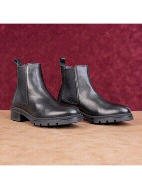 La Canadienne Women Connor Waterproof Black Leather Comfortable Chelsea Boots 7
